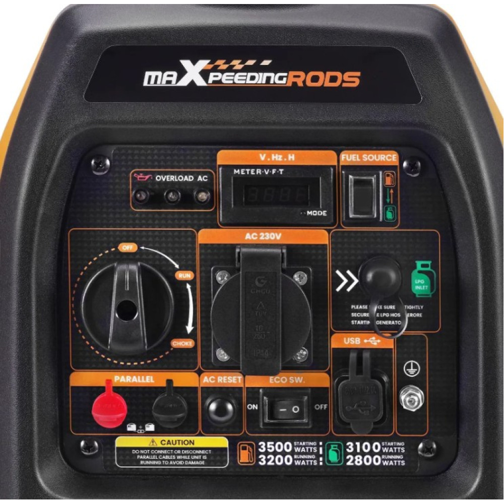 Генератор инверторный MaXpeedingRods 3.5 кВт, бензин/газ (пропан-бутан) MXR3800DF