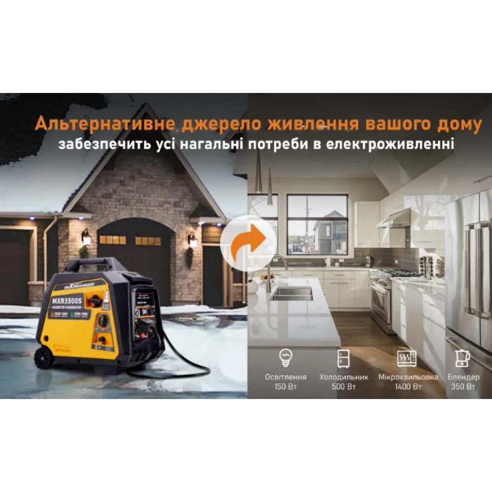 Генератор инверторный газ/бензин MaXpeedingRods 3.5 кВт, Електричний старт/Дистанційний старт/Ручний запуск MXR3500s
