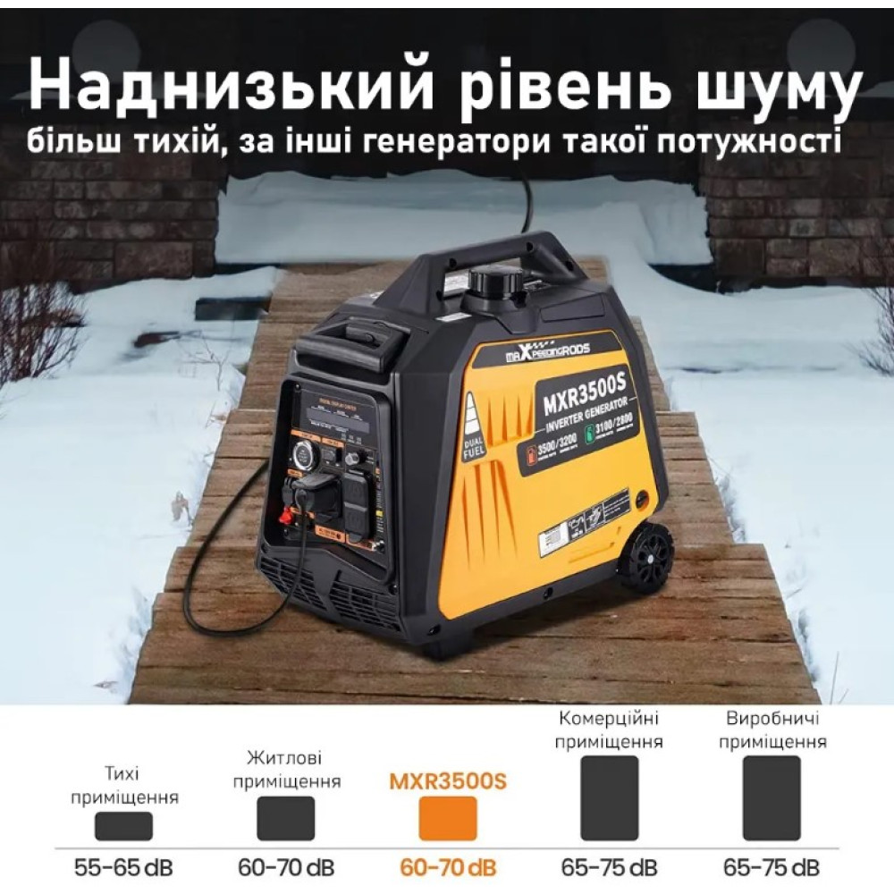 Генератор инверторный газ/бензин MaXpeedingRods 3.5 кВт, Електричний старт/Дистанційний старт/Ручний запуск MXR3500s