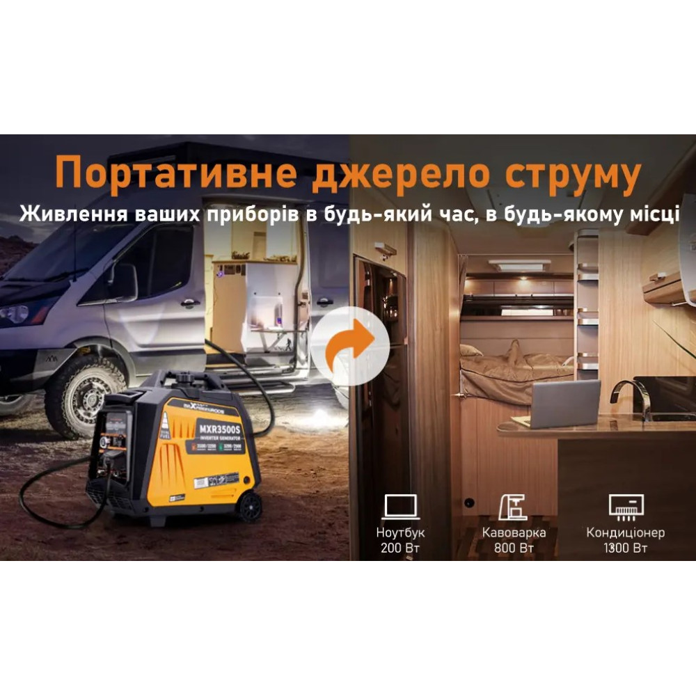 Генератор инверторный газ/бензин MaXpeedingRods 3.5 кВт, Електричний старт/Дистанційний старт/Ручний запуск MXR3500s