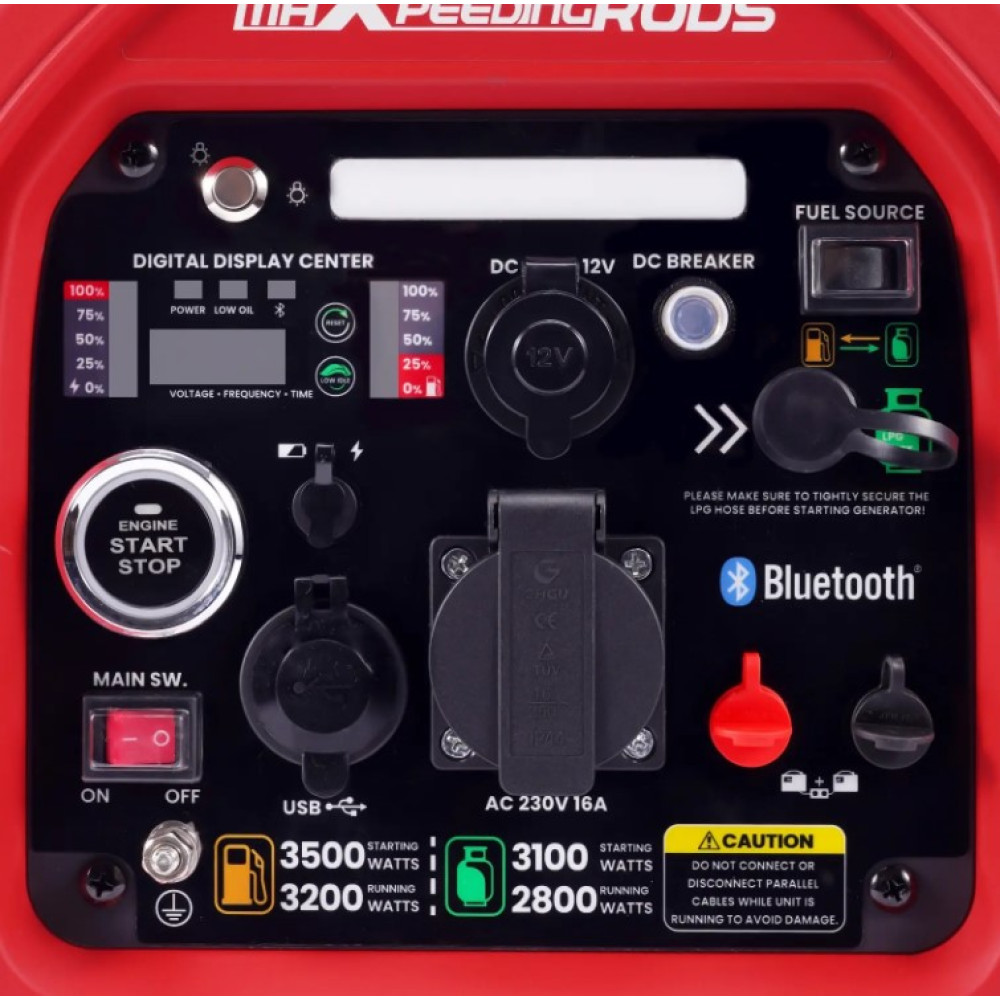Генератор инверторный MaXpeedingRods 3.5 кВт Электрический старт/Дистанционный старт с телефона/Ручной стартер MXR4000 GT
