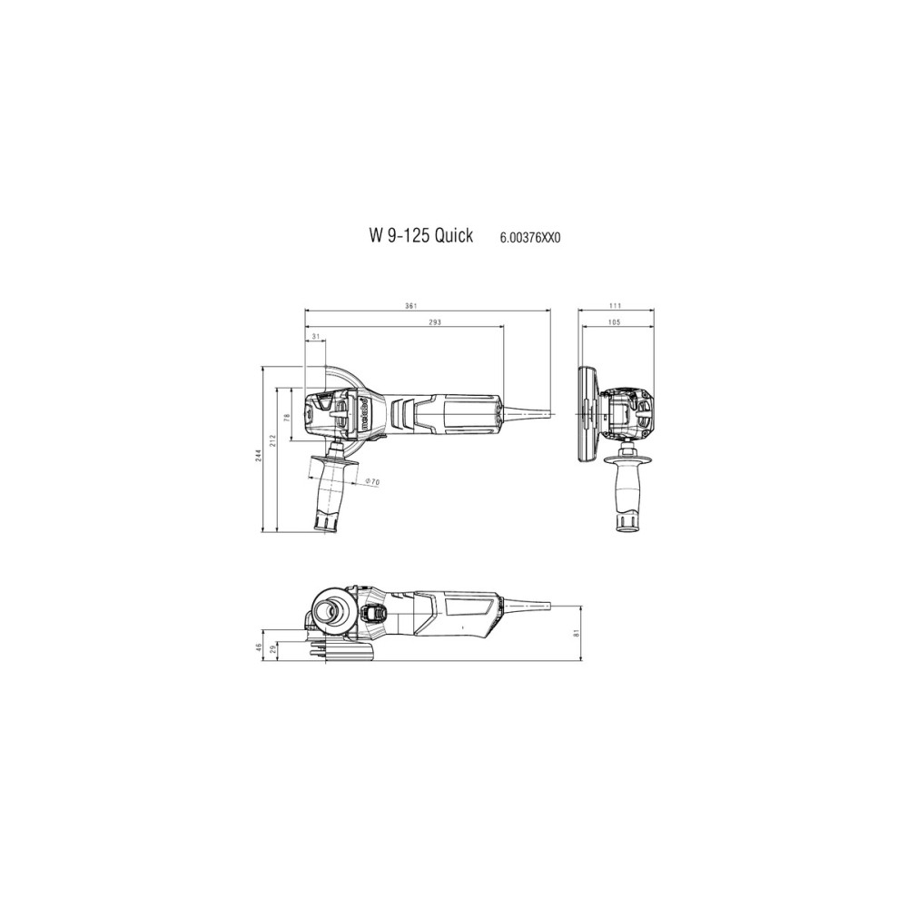 Шліфмашина кутова Metabo W 9-125 900 Вт