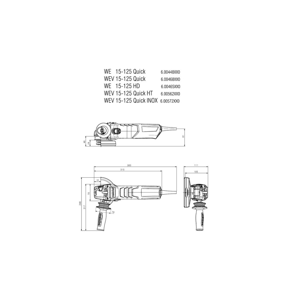 Шліфмашина кутова Metabo WEV 15-125 Quick