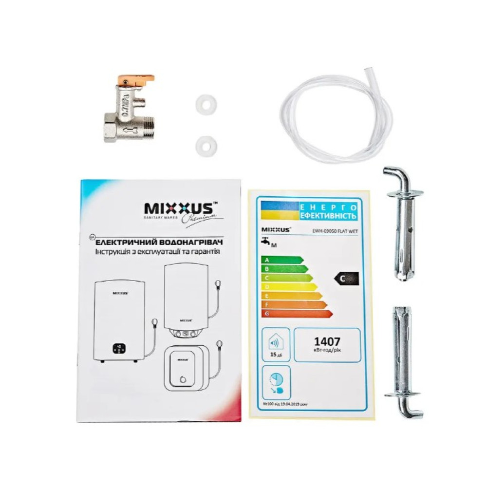 Водонагреватель Mixxus EWH-09050 FLAT WET 50 л, 2,0 кВт, "мокрый" ТЭН, вертикальный, прямоугольный, белый (WH0594)