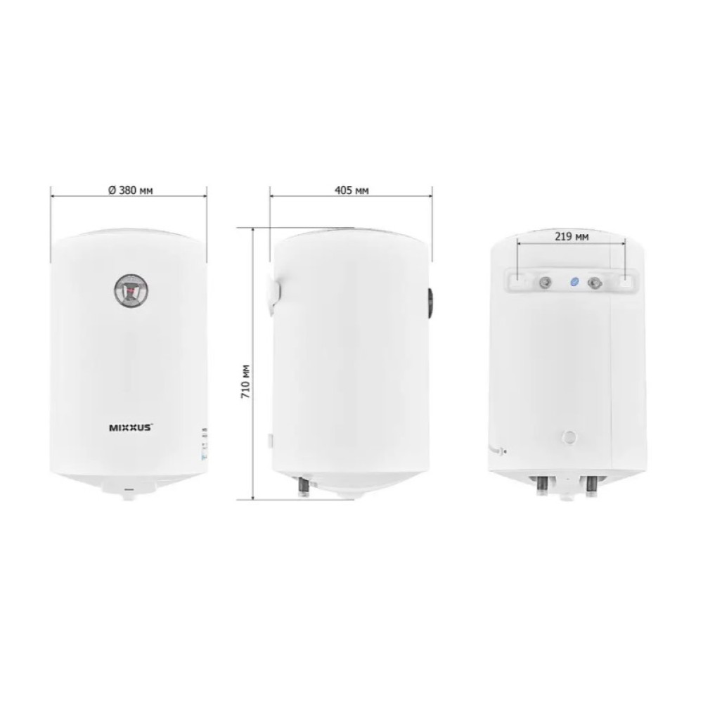 Водонагрівач Mixxus EWH-07030 ROUND WET 30 л, 1,5 кВт, "мокрий" ТЕН, вертикальний, циліндричний, білий (WH0600)