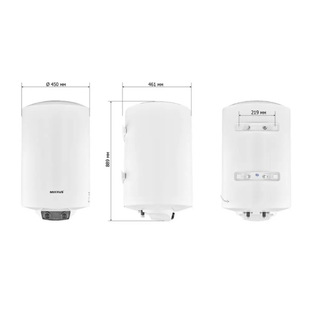 Водонагреватель Mixxus EWH-08100 ROUND DRY 100 л , 2,0 кВт, "сухой" ТЭН, вертикальный, цилиндрический, белый (WH0610)