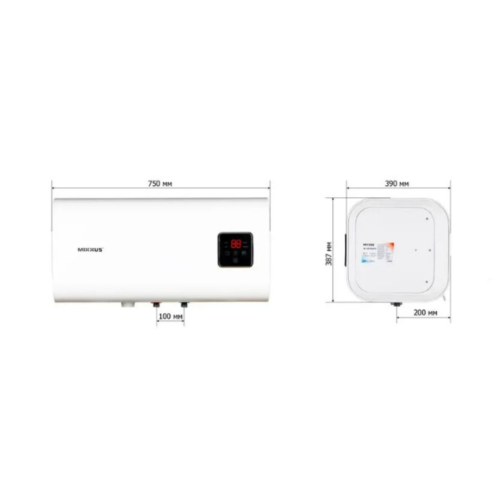 Водонагреватель Mixxus EWH-14050 CUBE WET(Н) 50 л, 2,0 кВт, "мокрый" ТЭН, горизонтальный, квадратный, белый (WH0614)