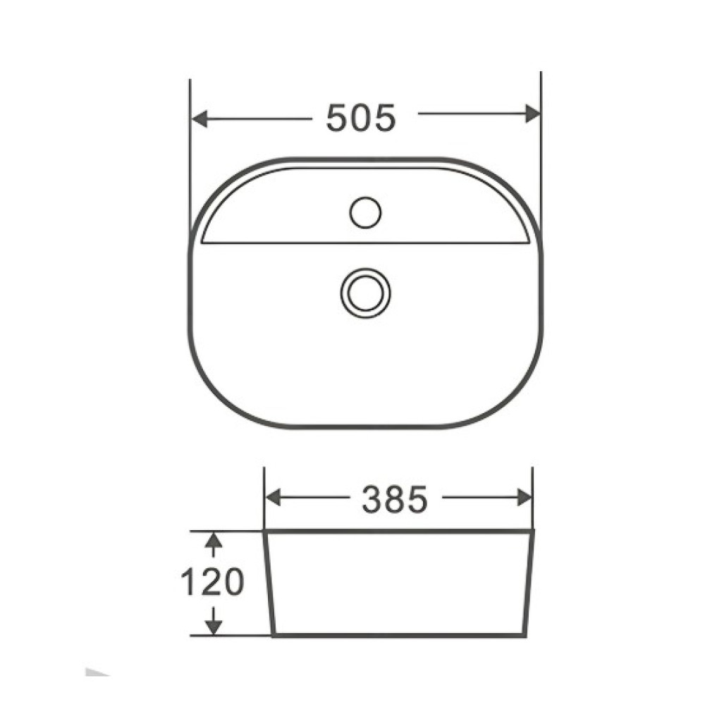 Накладная раковина Mixxus Premium ELLIPSE-0203 с отверстием под смеситель (MP6678)