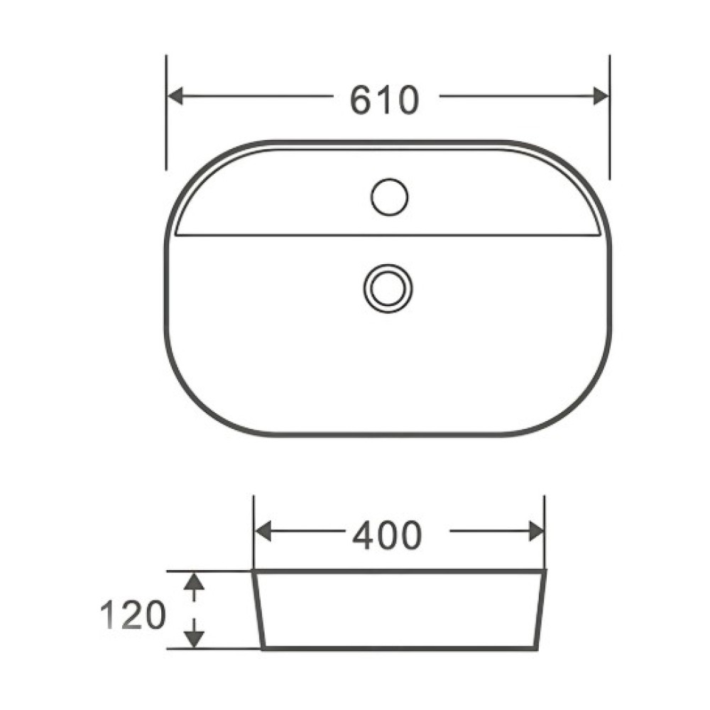 Раковина накладна Mixxus Premium ELLIPSE-0204 з отвором під змішувач (MP6679)