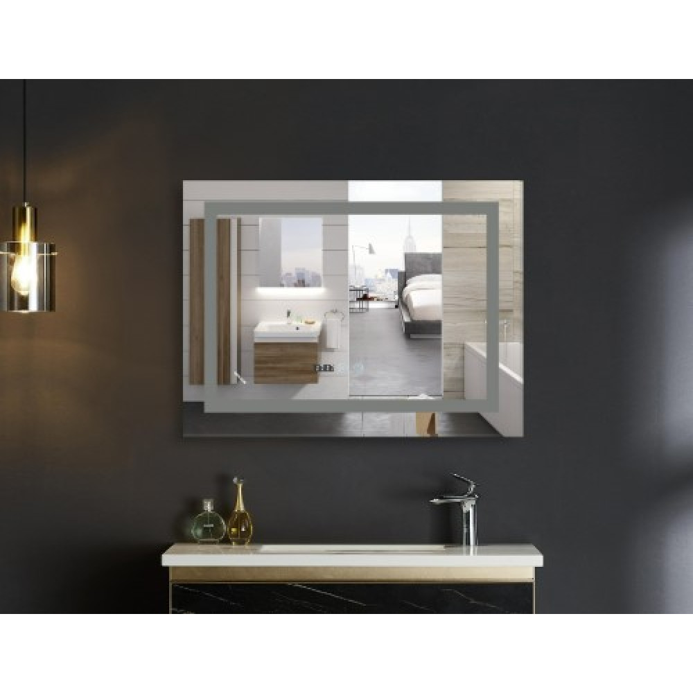 Зеркало Mixxus Warm MR02-100x70 (часы, LED-подсветка, антизапотевание) (MI6002)