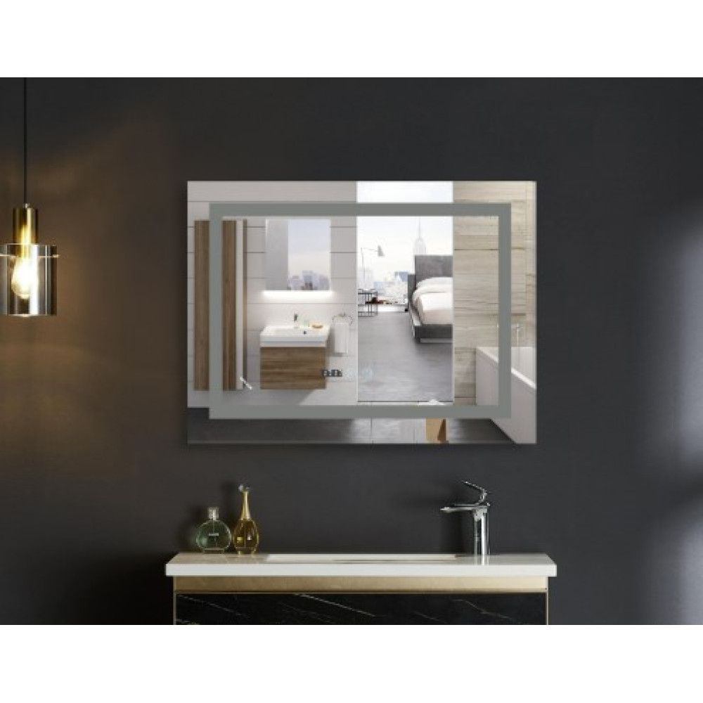 Зеркало Mixxus Warm MR02-100x60 (часы, LED-подсветка, антизапотевание) (MI6003)