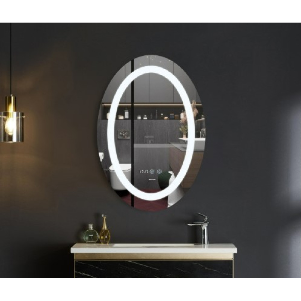 Дзеркало Mixxus Plain MV02-50x70 (годинник, LED-підсвічування, антизапотівання) (MI6010)