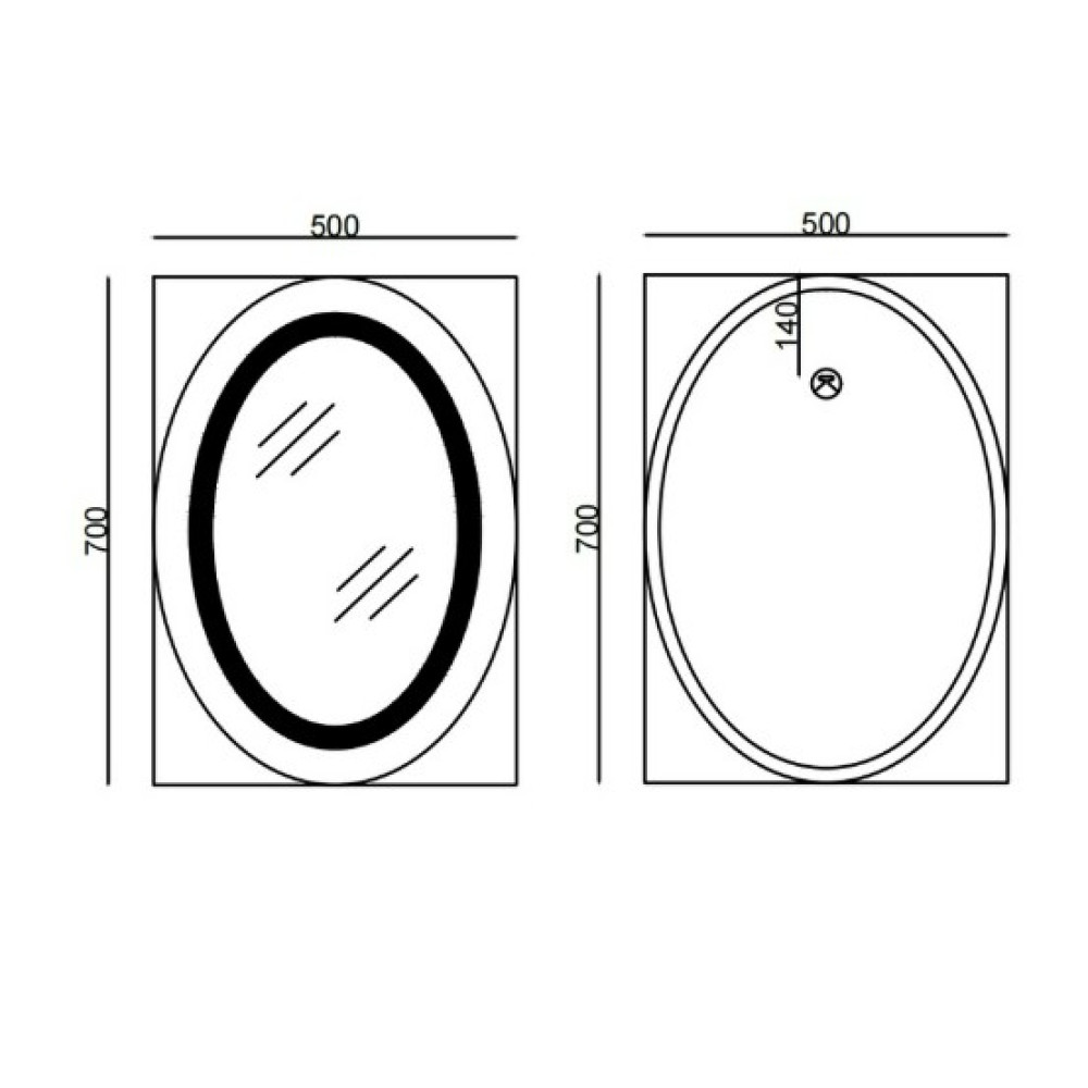 Дзеркало Mixxus Plain MV02-50x70 (годинник, LED-підсвічування, антизапотівання) (MI6010)