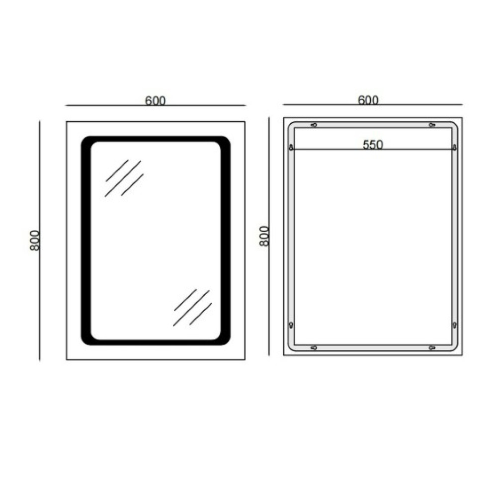 Зеркало Mixxus TWEE MR09-80x60-REVERSE с LED Touch, Anti-fog, димером, регулировкой яркости (MI6660)