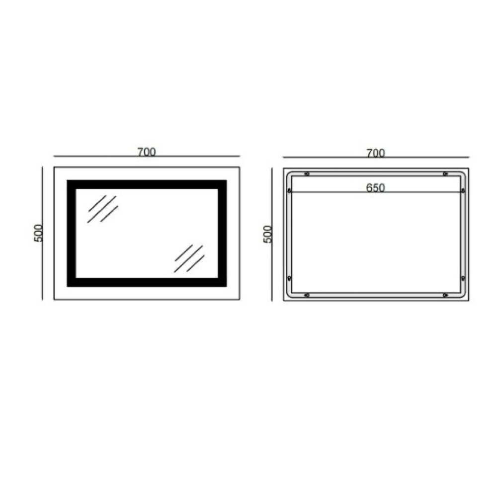 Дзеркало Mixxus STYLE MR13-70x50-REVERSE з LED Touch, Anti-fog, димером, регулюванням яскравості (MI6665)
