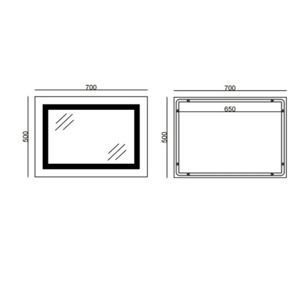 Дзеркало Mixxus WARM MR02-70x50 з LED Touch, Anti-fog, димером, регулюванням яскравості, годинником (MI6668)