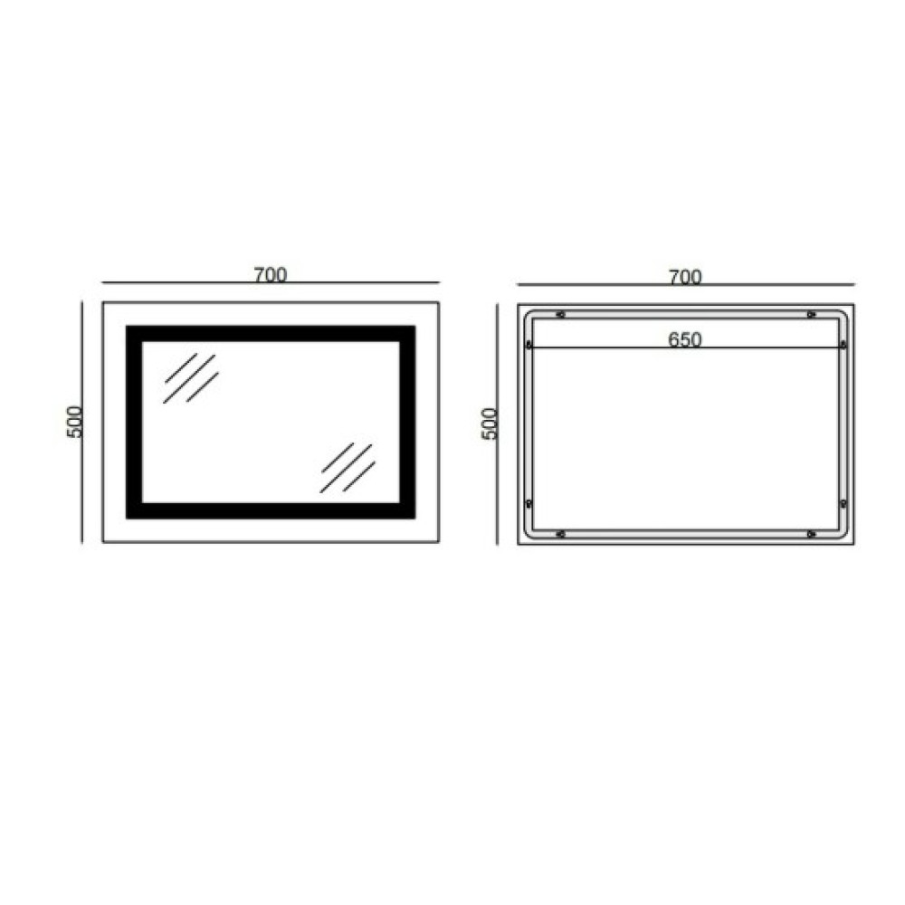 Дзеркало Mixxus WARM MR02-70x50-CASE з LED Touch, Anti-fog, димером, регулюванням яскравості, годинником (MI6669)