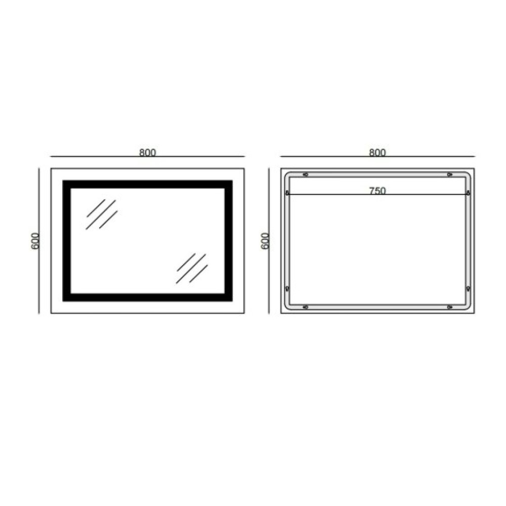 Зеркало Mixxus WARM MR12-80x60-REVERSE с LED Touch, Anti-fog, димером, регулировкой яркости (MI6672)