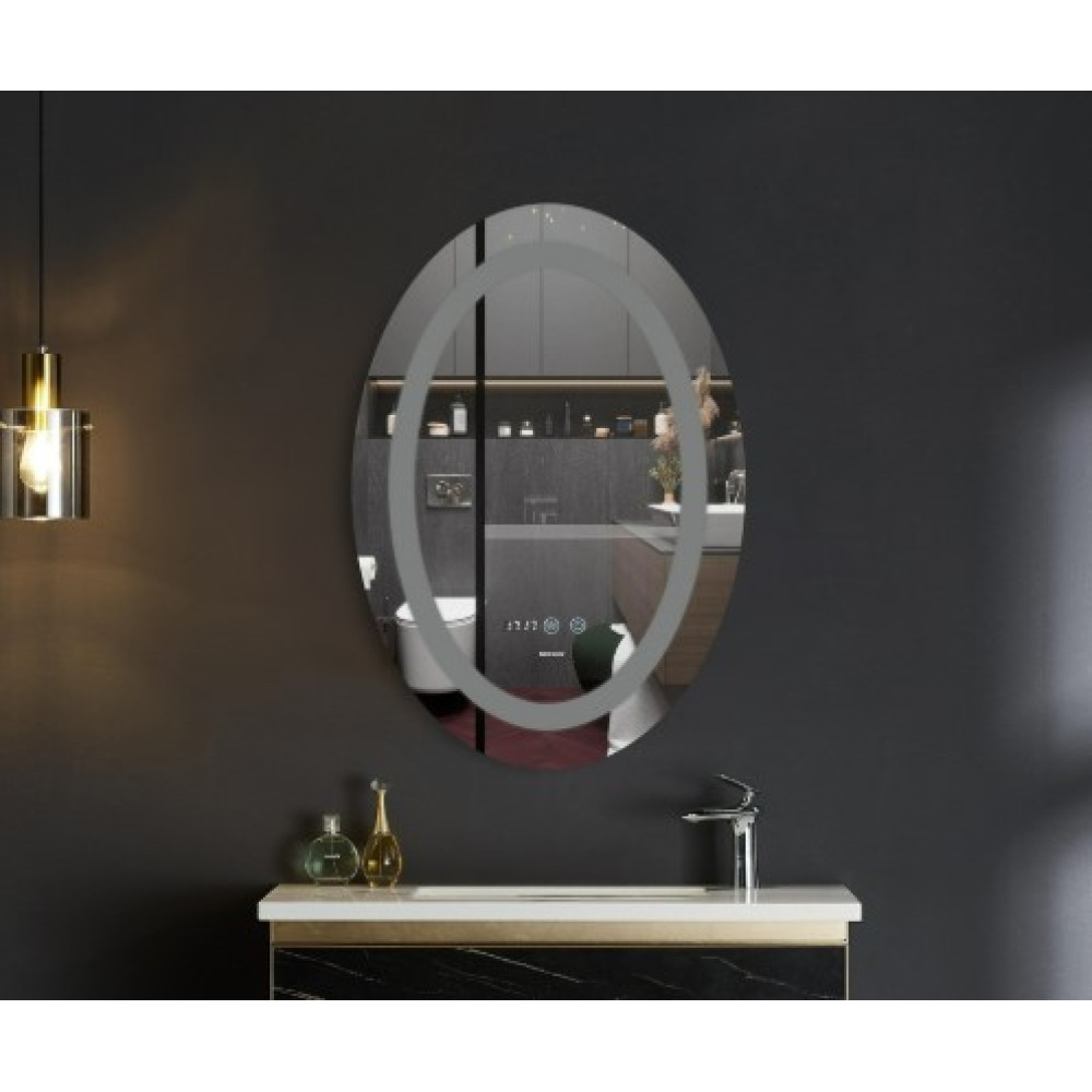 Зеркало Mixxus PLAIN MV02-60x80 с LED Touch, Anti-fog, димером, регулировкой яркости, часами (MI6933)