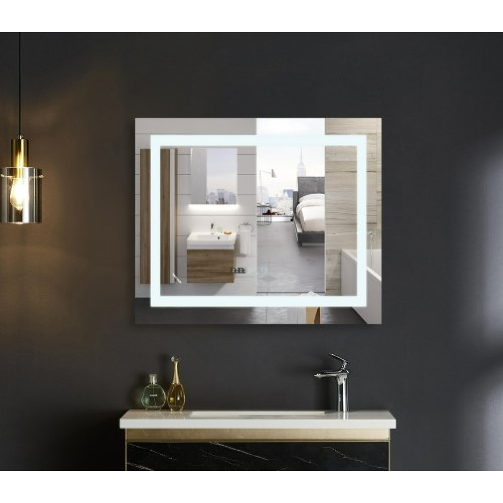 Зеркало Mixxus WARM MR02-80x80 с LED Touch, Anti-fog, димером, регулировкой яркости, часами (MI6934)