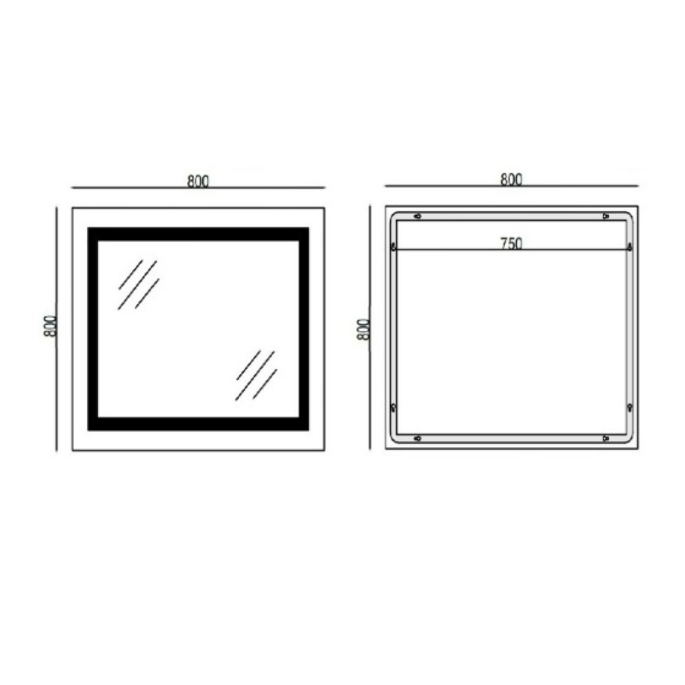 Зеркало Mixxus WARM MR02-80x80 с LED Touch, Anti-fog, димером, регулировкой яркости, часами (MI6934)
