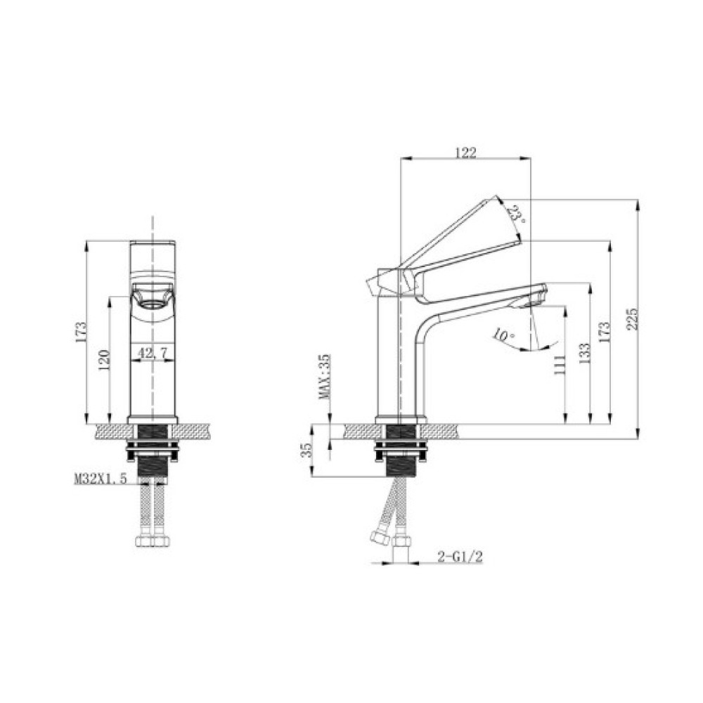 Змішувач для раковини Mixxus Wilson 001 Graphite (MI7126)