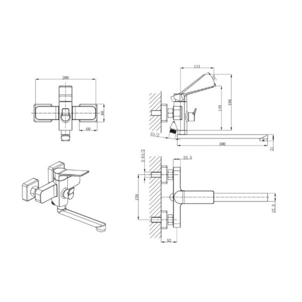 Смеситель для ванны Mixxus Wilson 006 Euro (MI7131)