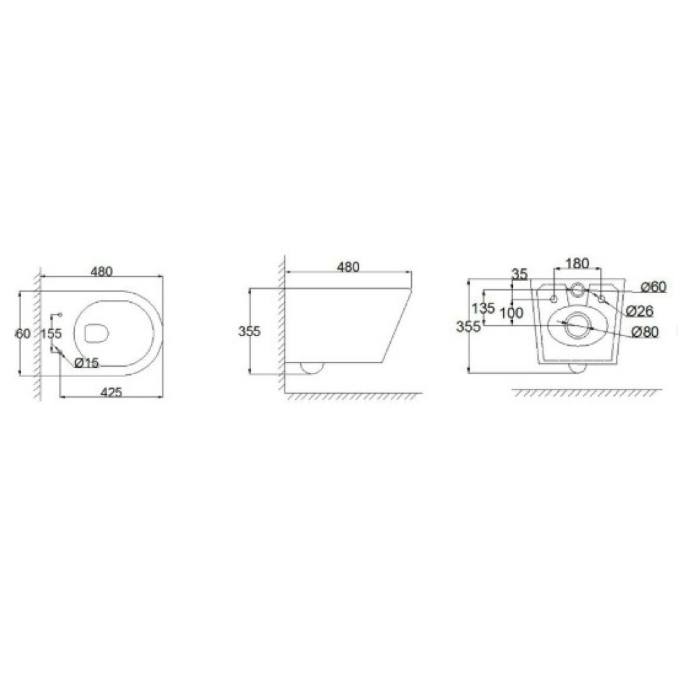 Унітаз підвісний Mixxus Bevel-0305-T3 система змиву Tornado 3.0 (MI8425)