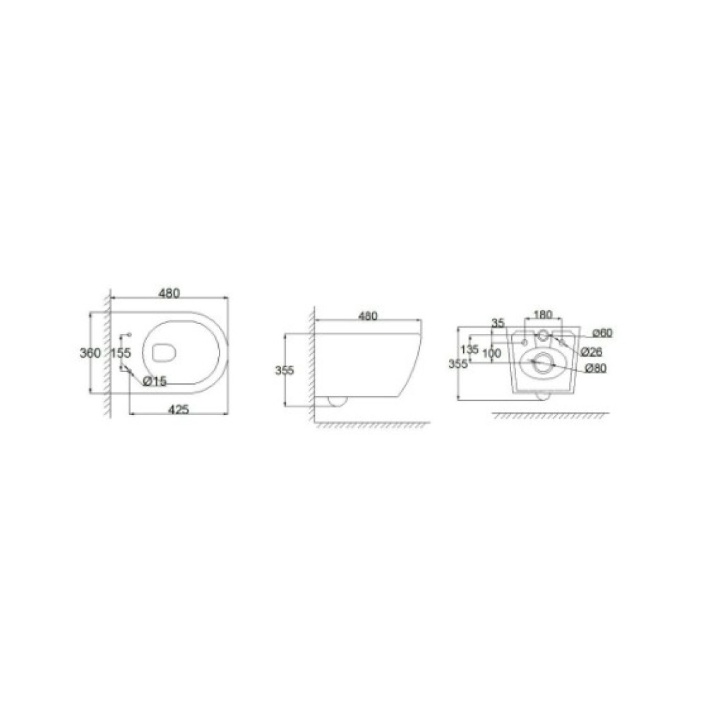 Унитаз подвесной Mixxus Ellipse-0310-T3 система смыва Tornado 3.0 (MI8426)