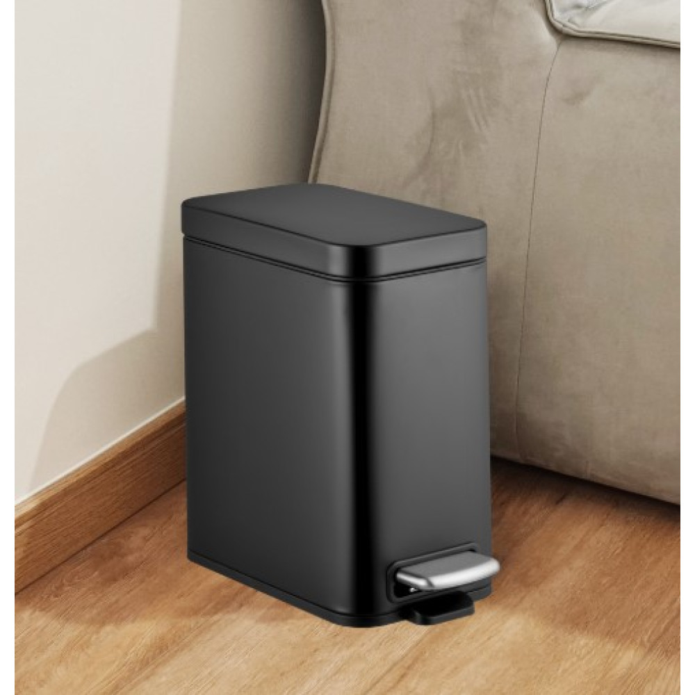 Мусорное ведро Mixxus Premium Quadro-TC0105 Black с плавным закрытием, прямоугольное, 5 л, черный (MI7061)