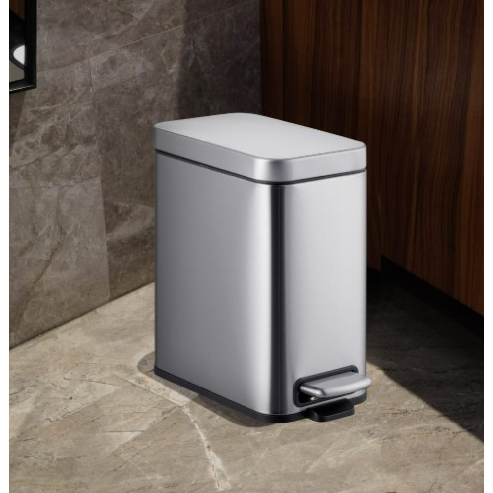 Відро для сміття Mixxus Premium Quadro-TC0105 SS Color з плавним закриттям, прямокутне, 5 л, нержавійка (MI7062)