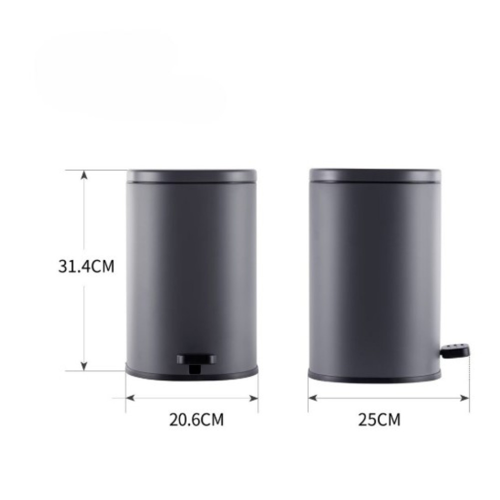 Відро для сміття Mixxus Premium Olivary-TC0105 Graphite з плавним закриттям, овальне, 5 л, графіт (MI7063)