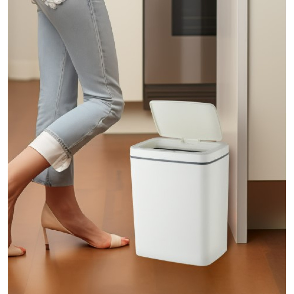 Мусорное ведро сенсорное прямоугольное Mixxus WAVE-TC0110 White 10 л белое (MI7073)