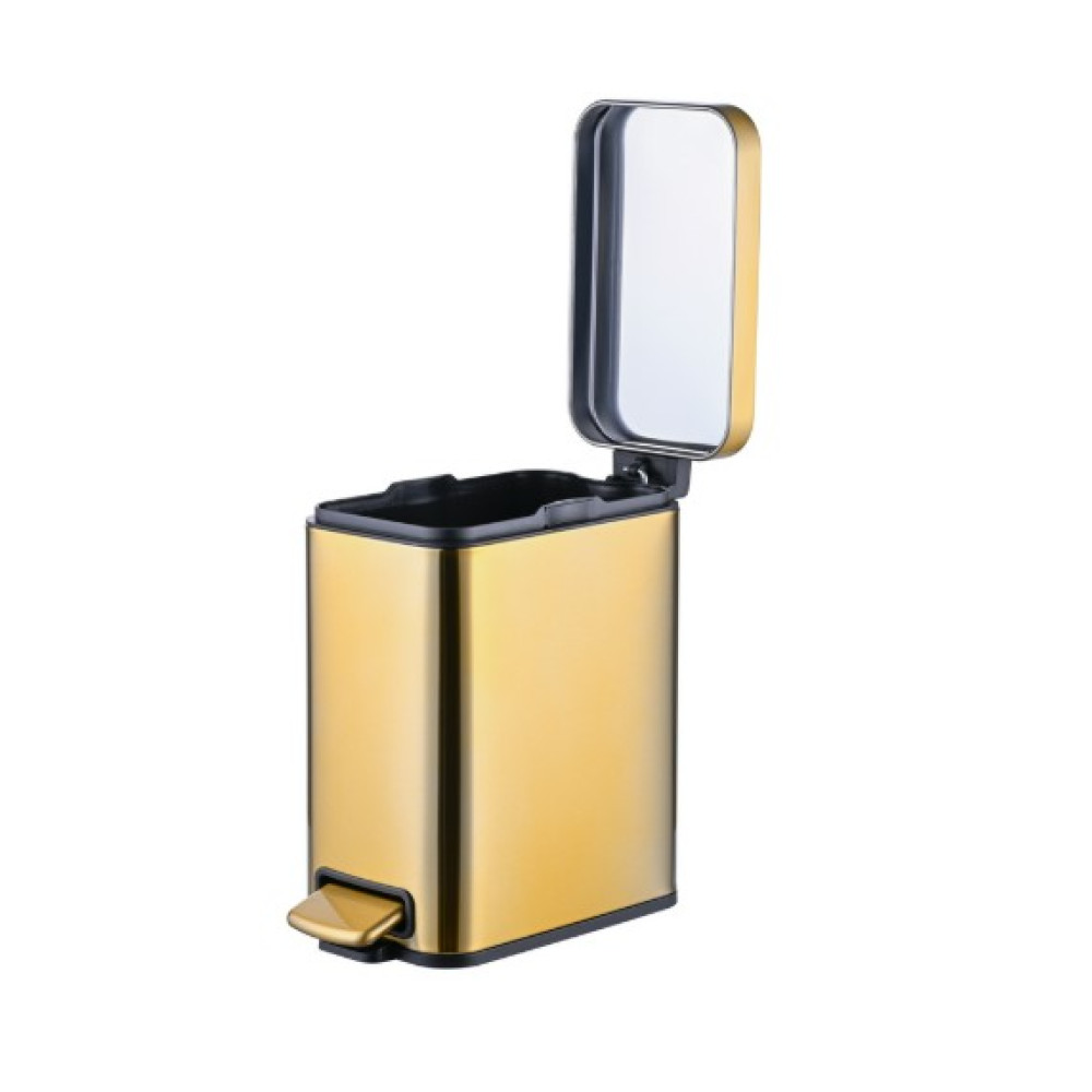Відро для сміття Mixxus Premium Quadro-TC0105 Brushed Gold з плавним закриттям, прямокутне 5 л золотий (MI8394)