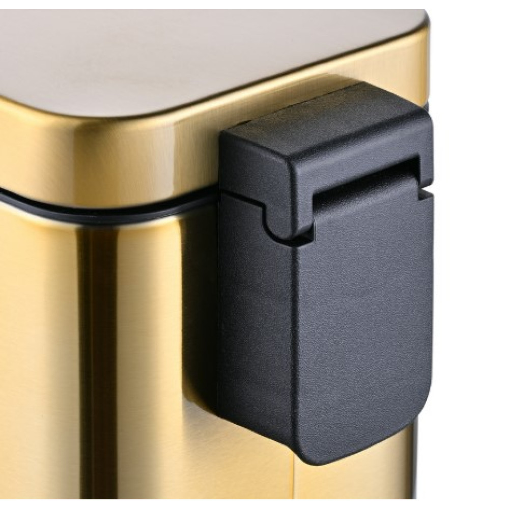 Відро для сміття Mixxus Premium Quadro-TC0105 Brushed Gold з плавним закриттям, прямокутне 5 л золотий (MI8394)