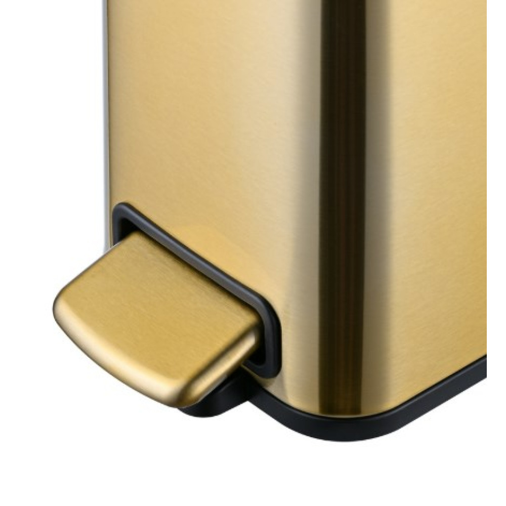 Відро для сміття Mixxus Premium Quadro-TC0105 Brushed Gold з плавним закриттям, прямокутне 5 л золотий (MI8394)