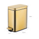 Відро для сміття Mixxus Premium Quadro-TC0105 Brushed Gold з плавним закриттям, прямокутне 5 л золотий (MI8394)
