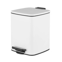 Відро для сміття Zerix Kubix-TC0106 White з плавним закриттям, квадратне, 6 л, біле (ZX6109)