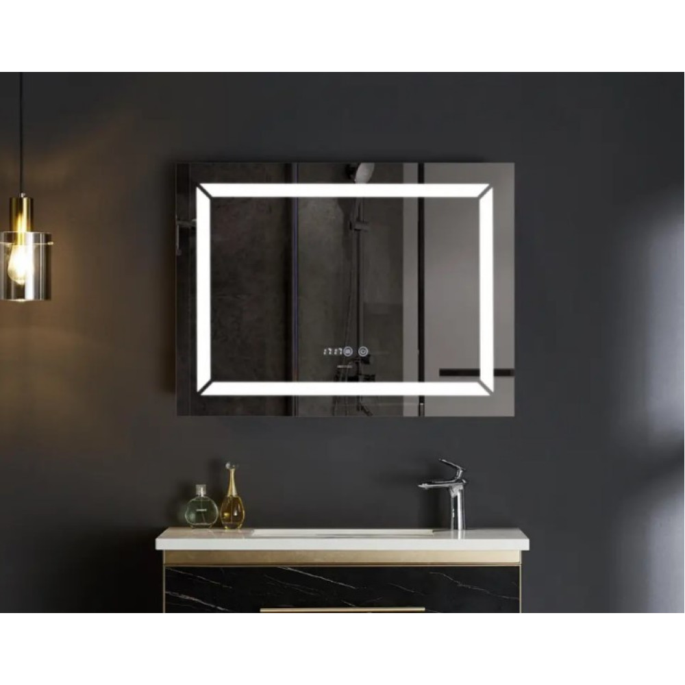 Зеркало Mixxus Light MR01-80x60 (часы, LED-подсветка, антизапотеваниt) (MI5998)