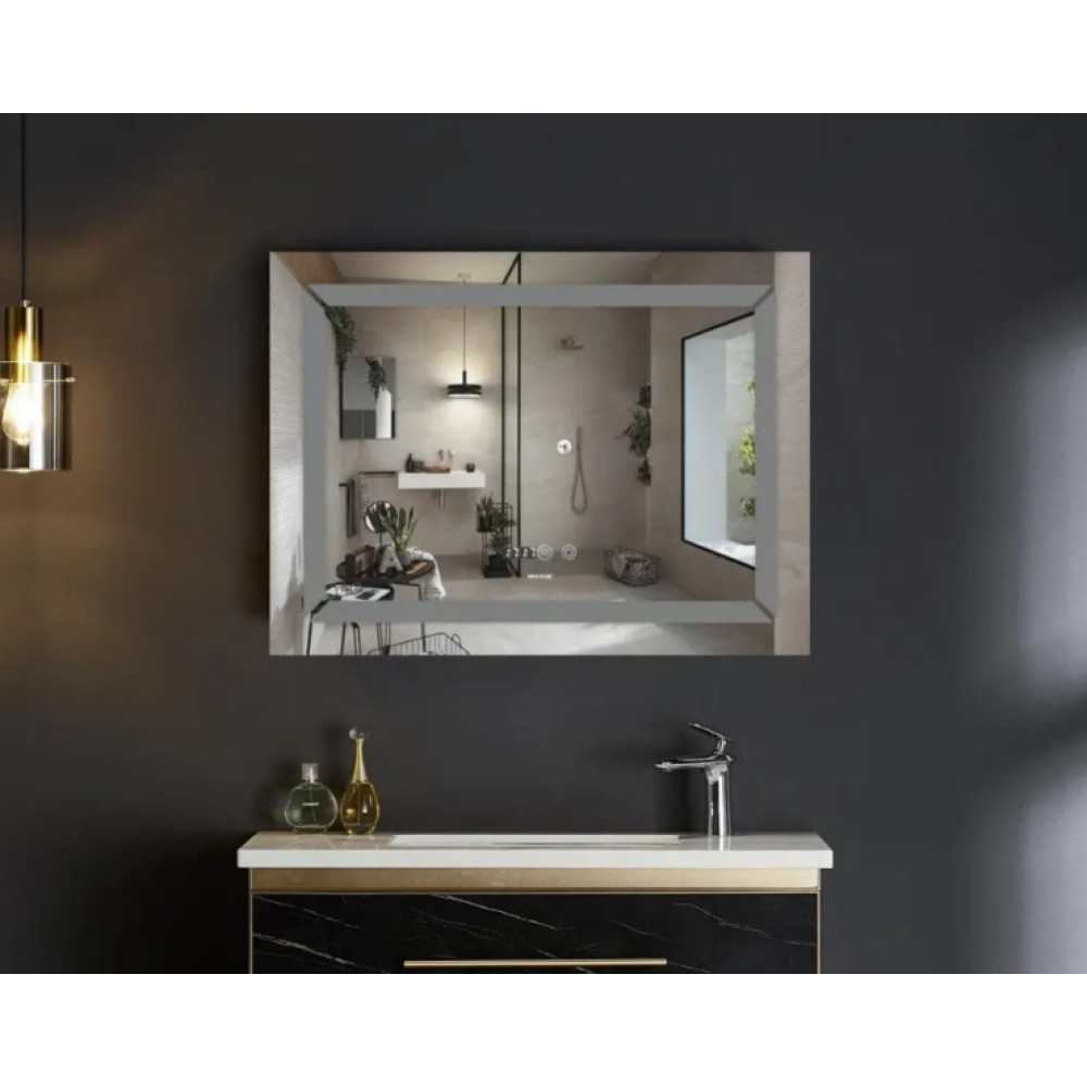 Зеркало Mixxus Light MR01-80x60 (часы, LED-подсветка, антизапотеваниt) (MI5998)