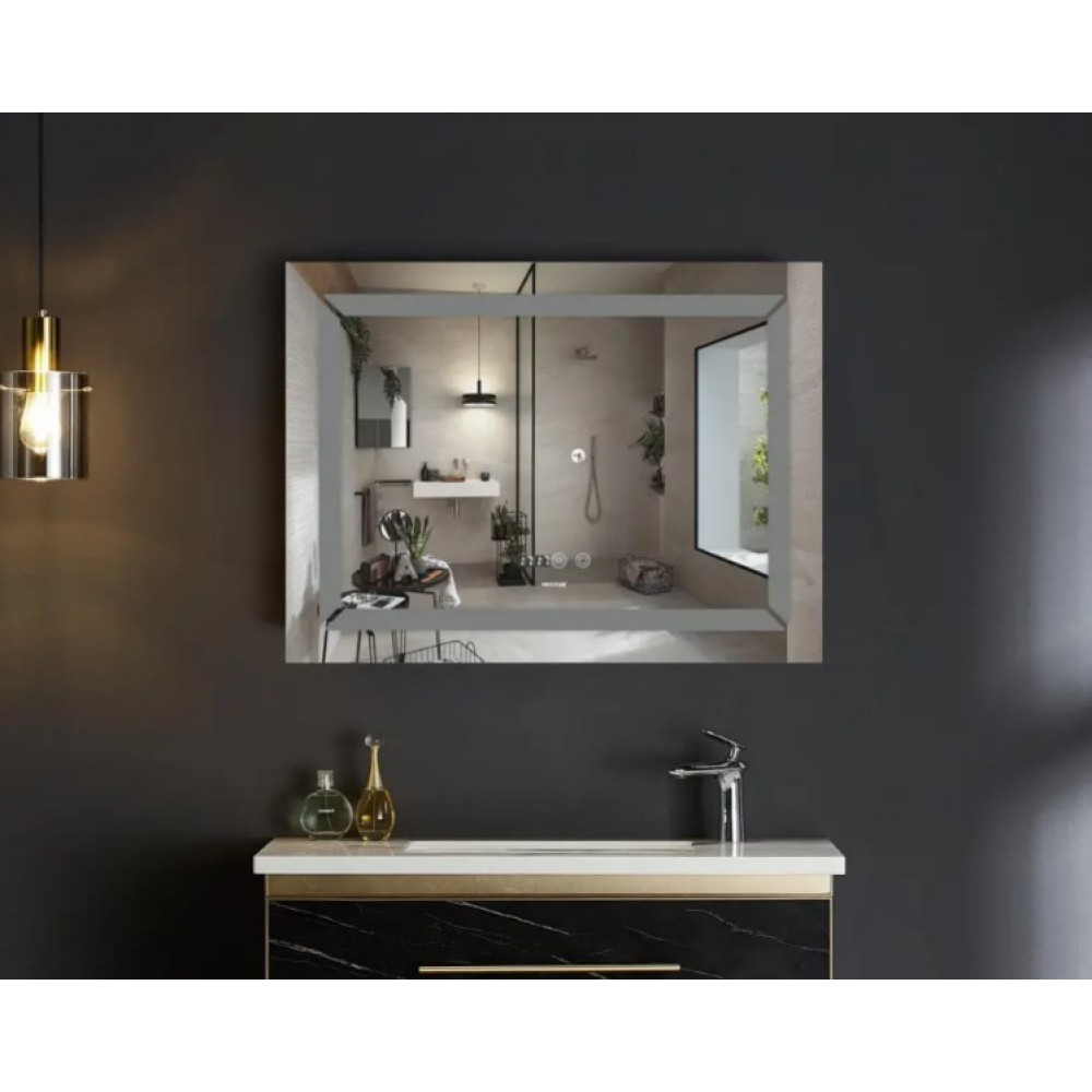 Дзеркало Mixxus Light MR01-90x70 (годинник, LED-підсвічування, антизапотівання) (MI5999)