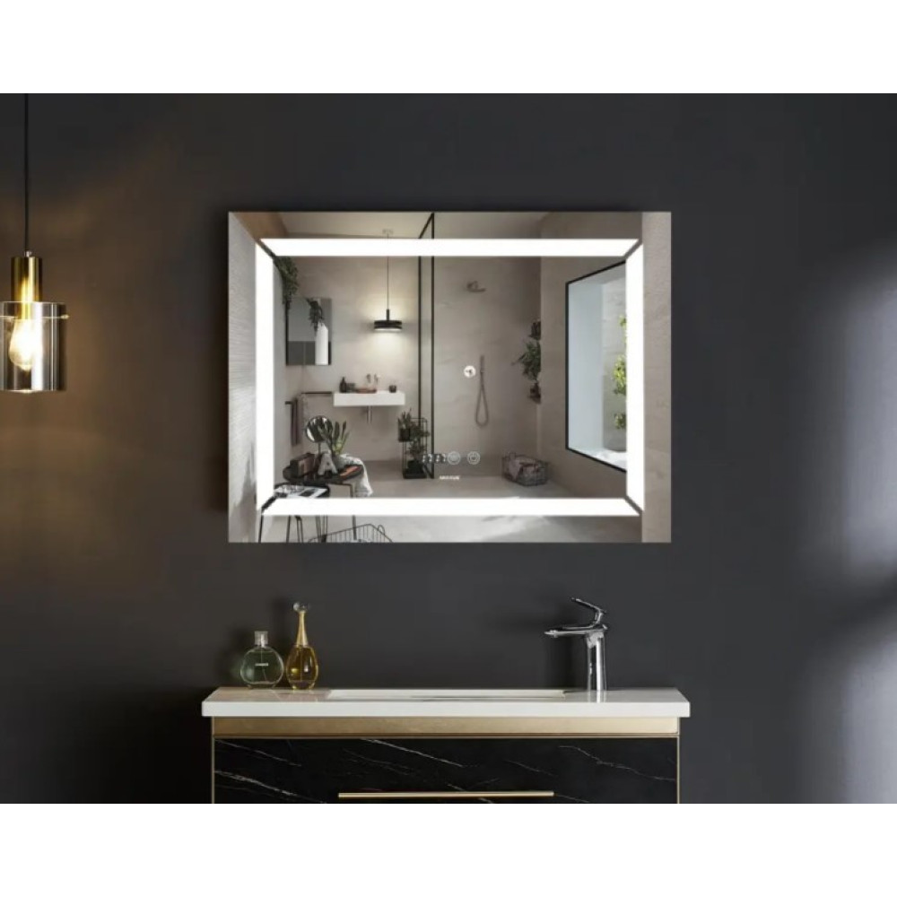 Дзеркало Mixxus Light MR01-90x70 (годинник, LED-підсвічування, антизапотівання) (MI5999)