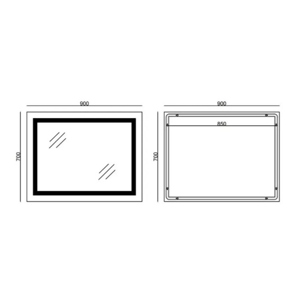 Дзеркало Mixxus Light MR01-90x70 (годинник, LED-підсвічування, антизапотівання) (MI5999)