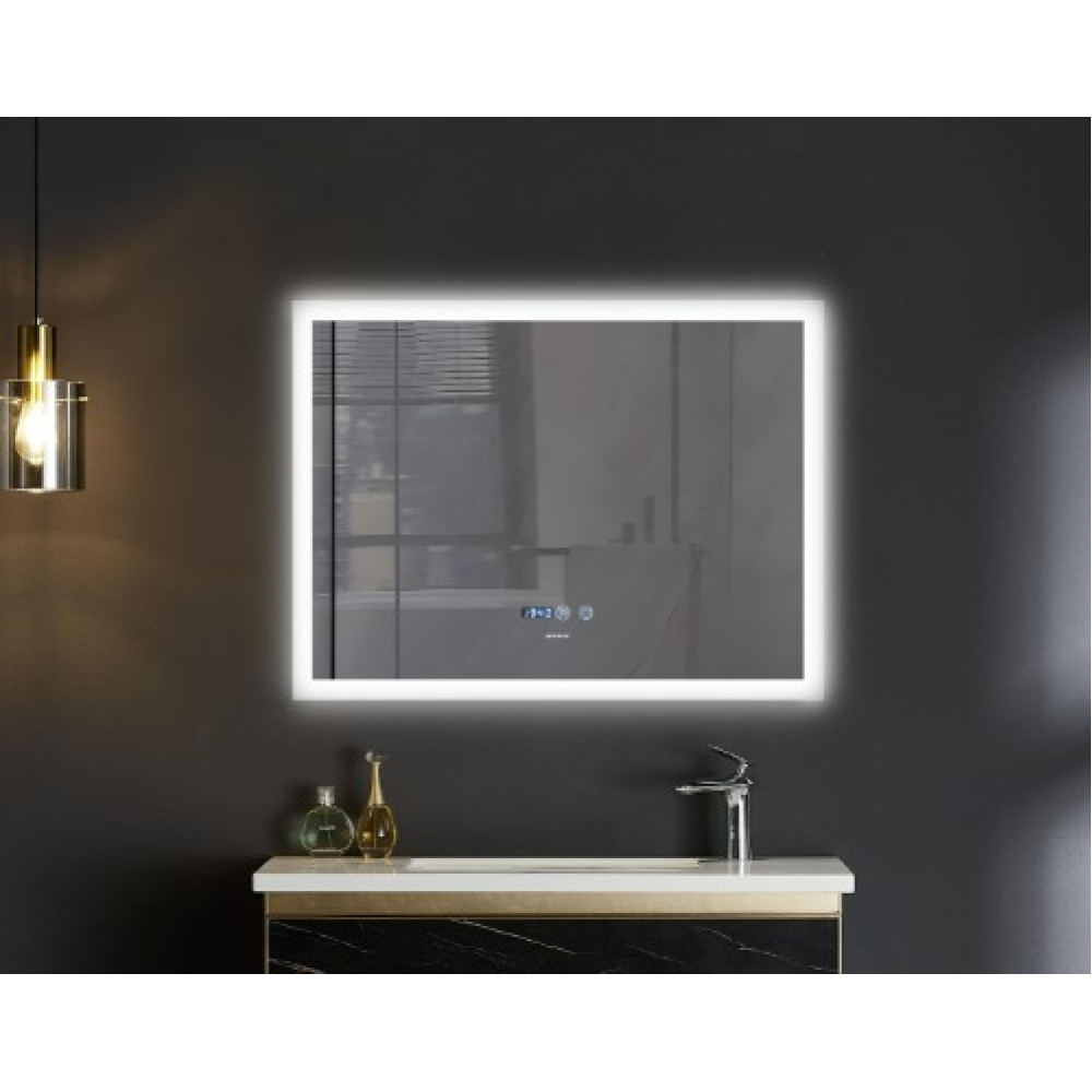 Дзеркало Mixxus FLAT MR04-100x60 з LED Touch, Anti-fog, димером, регулюванням яскравості, годинником (MI6008)