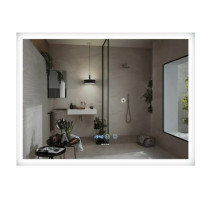 Дзеркало Mixxus FLAT MR04-100x60 з LED Touch, Anti-fog, димером, регулюванням яскравості, годинником (MI6008)