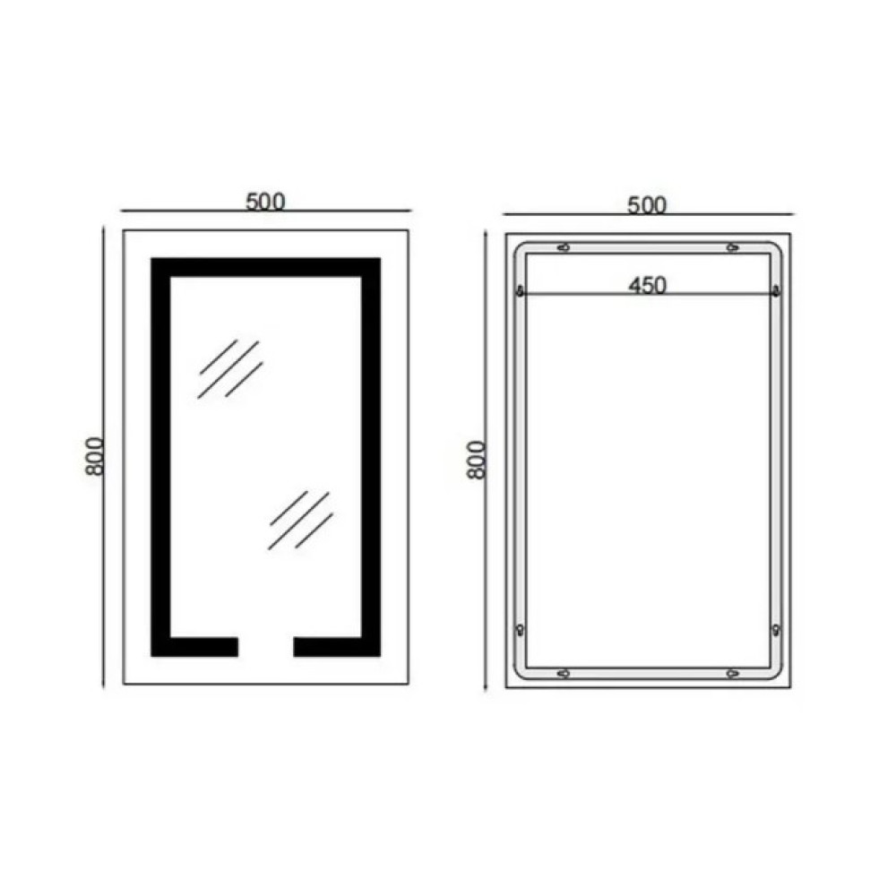 Дзеркало Mixxus Hard MR06-50x80 (годинник, LED-підсвічування, антизапотівання) (MI6011)
