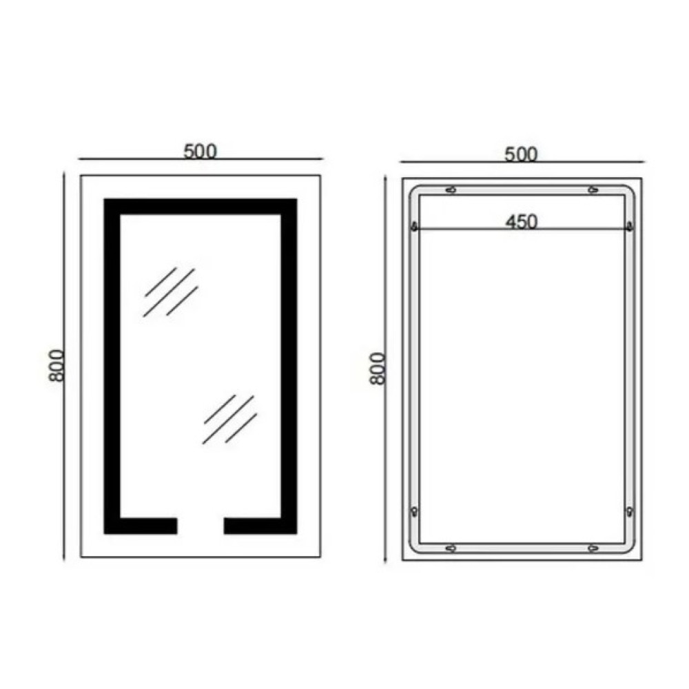 Зеркало Mixxus HARD MR06-50x80-CASE с LED Touch, Anti-fog, димером, рег. яркости, часами (MI6657)