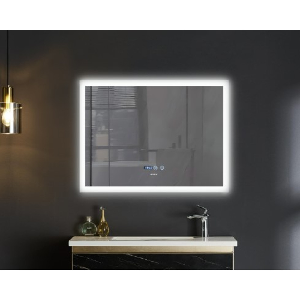 Дзеркало Mixxus FLAT MR04-100x80 з LED Touch, Anti-fog, димером, регулюванням яскравості, годинником (MI6927)