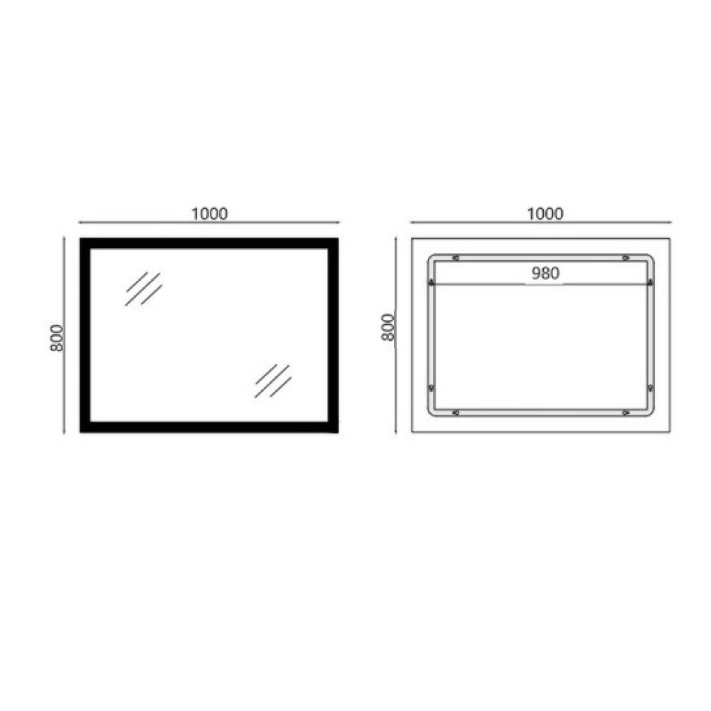 Дзеркало Mixxus FLAT MR04-100x80 з LED Touch, Anti-fog, димером, регулюванням яскравості, годинником (MI6927)
