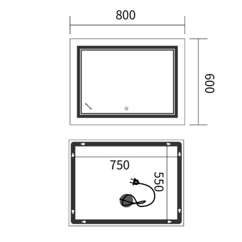 Дзеркало Mixxus Premium QUADRO MR20-80x60-REVERSE (LED Touch, Anti-fog) (MP6619)